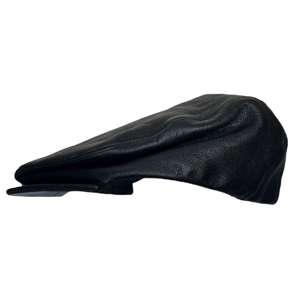 Vintage Black Leather Newsboy Cap